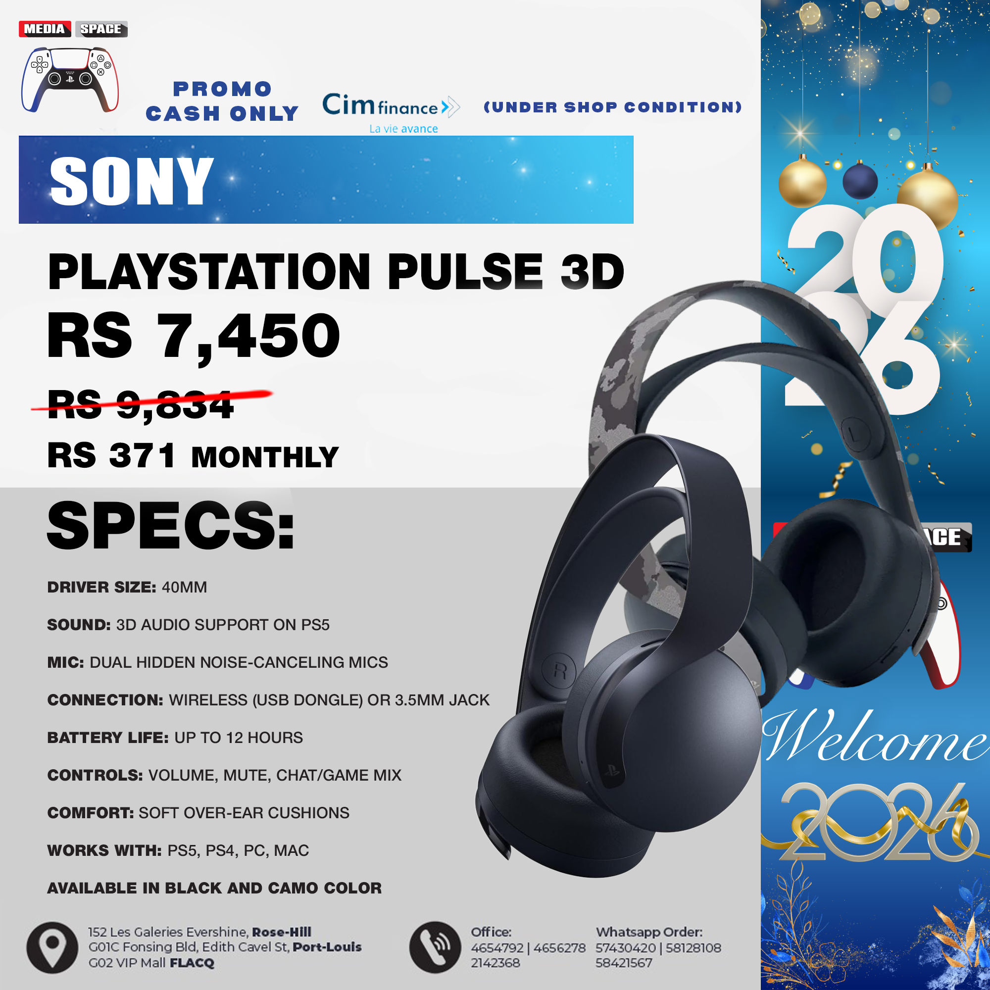 Sony PULSE 3D Wireless Gaming Headset - MediaSpace % %