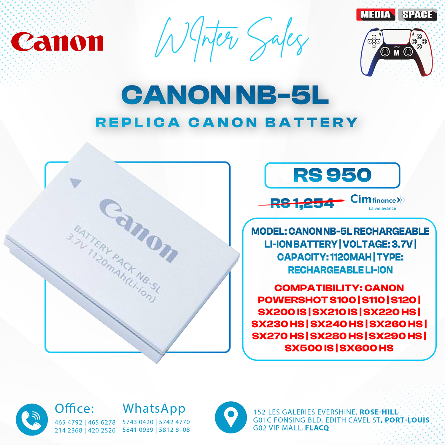 Canon NB-5L Battery