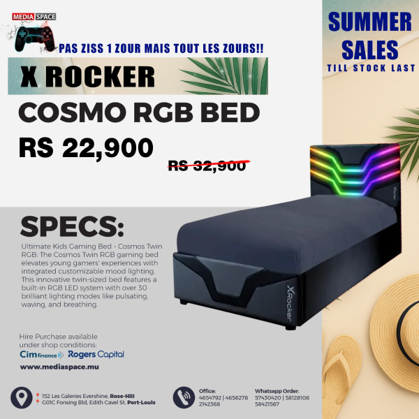 X Rocker I Cosmos RGB Twin Gaming Bed I Neo Motion LED I Hardwood Bed ...