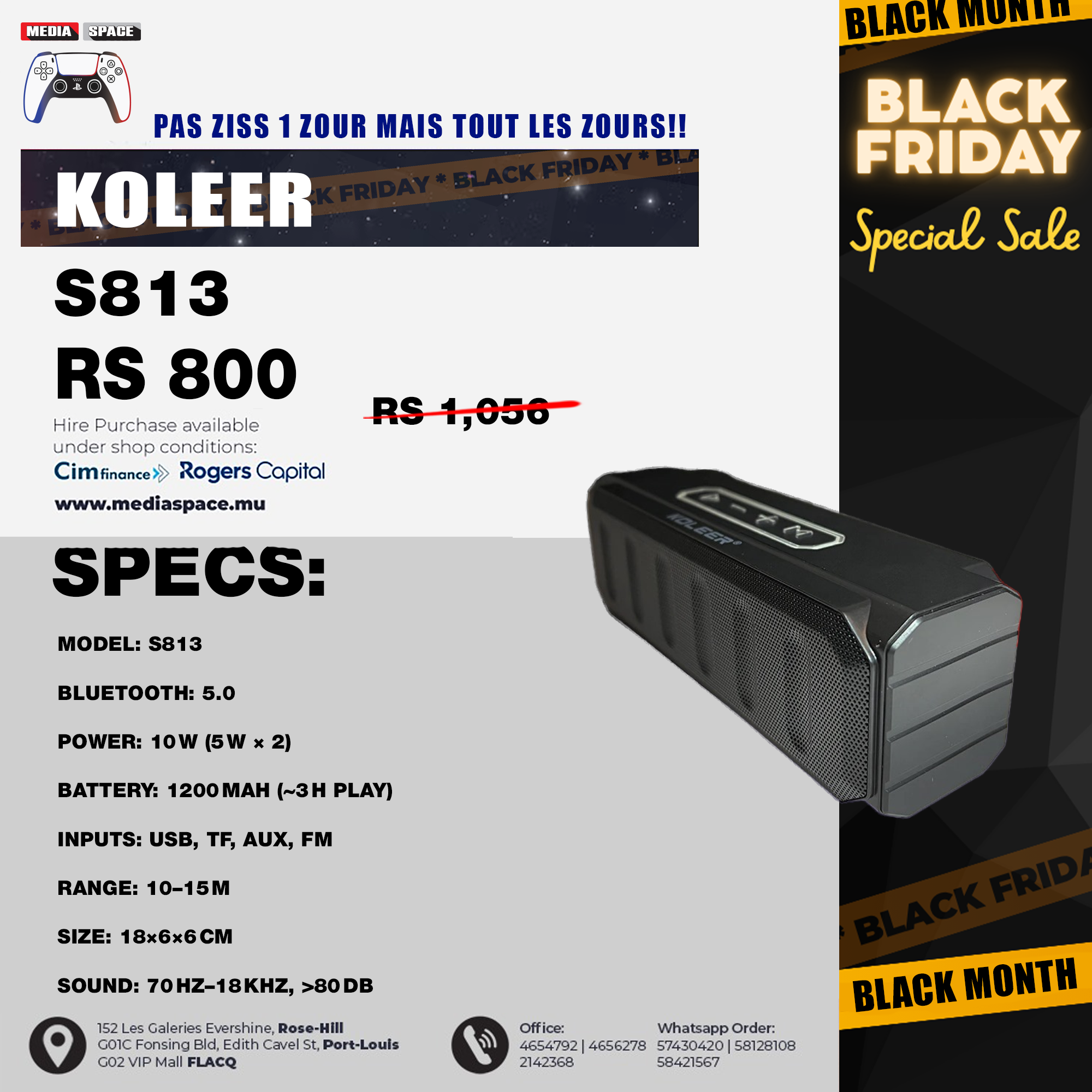 Koleer S813 Bluetooth Speaker Portable Wireless Speaker