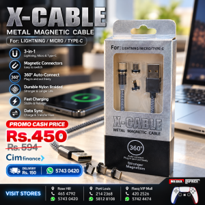 X-Cable Magnetic Multi Charger Cable, 3 in 1 Fast Charging and Synchro Data Cable 1 m Magnetic with Micro USB, Type C, IP Adapter for Phone, Android, Samsung, Huawei, Kindle Assorted Colours