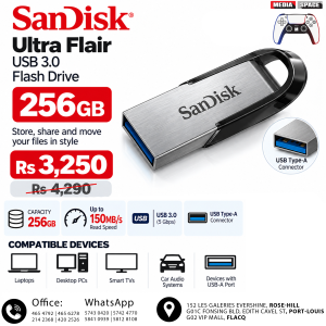 SanDisk Ultra Flair USB 3.0 Flash Drive - 256GB (Black)