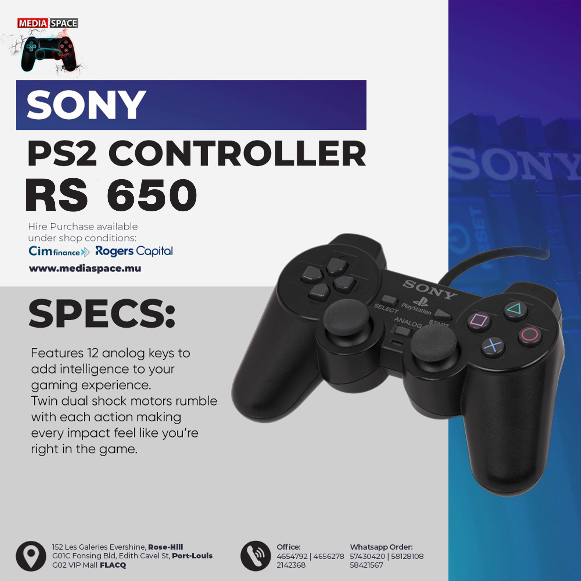 SONY PS2 CONTROLLER WIRED