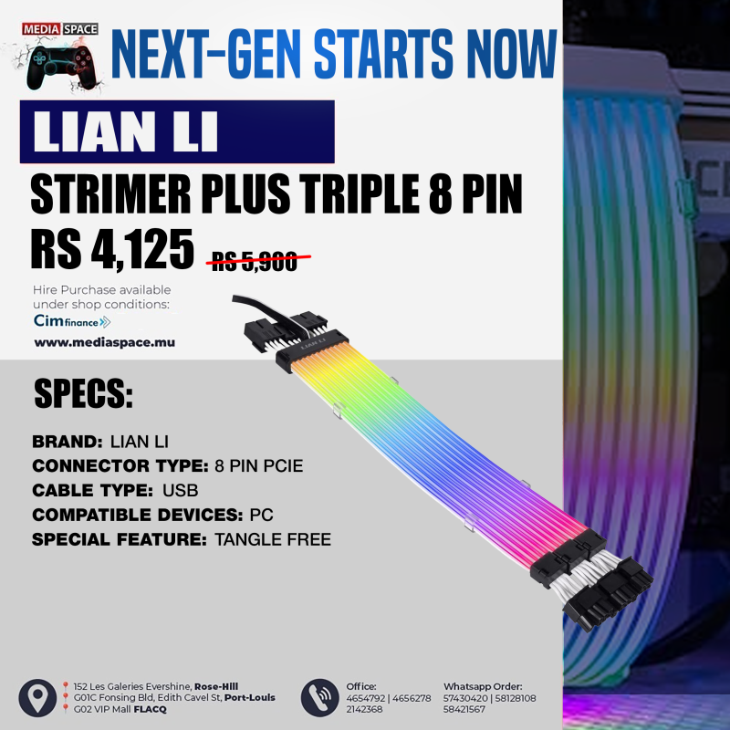 Lian Li Strimer Wireless 8 Pin - Addressable RGB Power Extension Cable ...