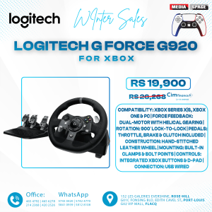 Logitech G920 Driving Force Racing Wheel and Pedals, Force Feedback, Real Leather- For xbox and pc