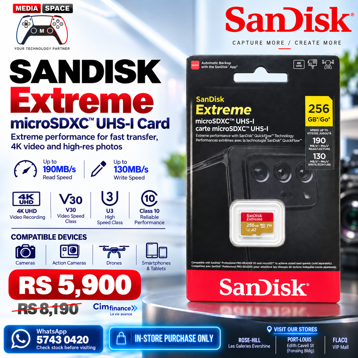 SanDisk V30 Extreme MICROSDXC A2 U3 4K 64GB 128GB 256GB 512GB Memory Card Flash TF for Steam Deck Switch DJI Camera - Image 3