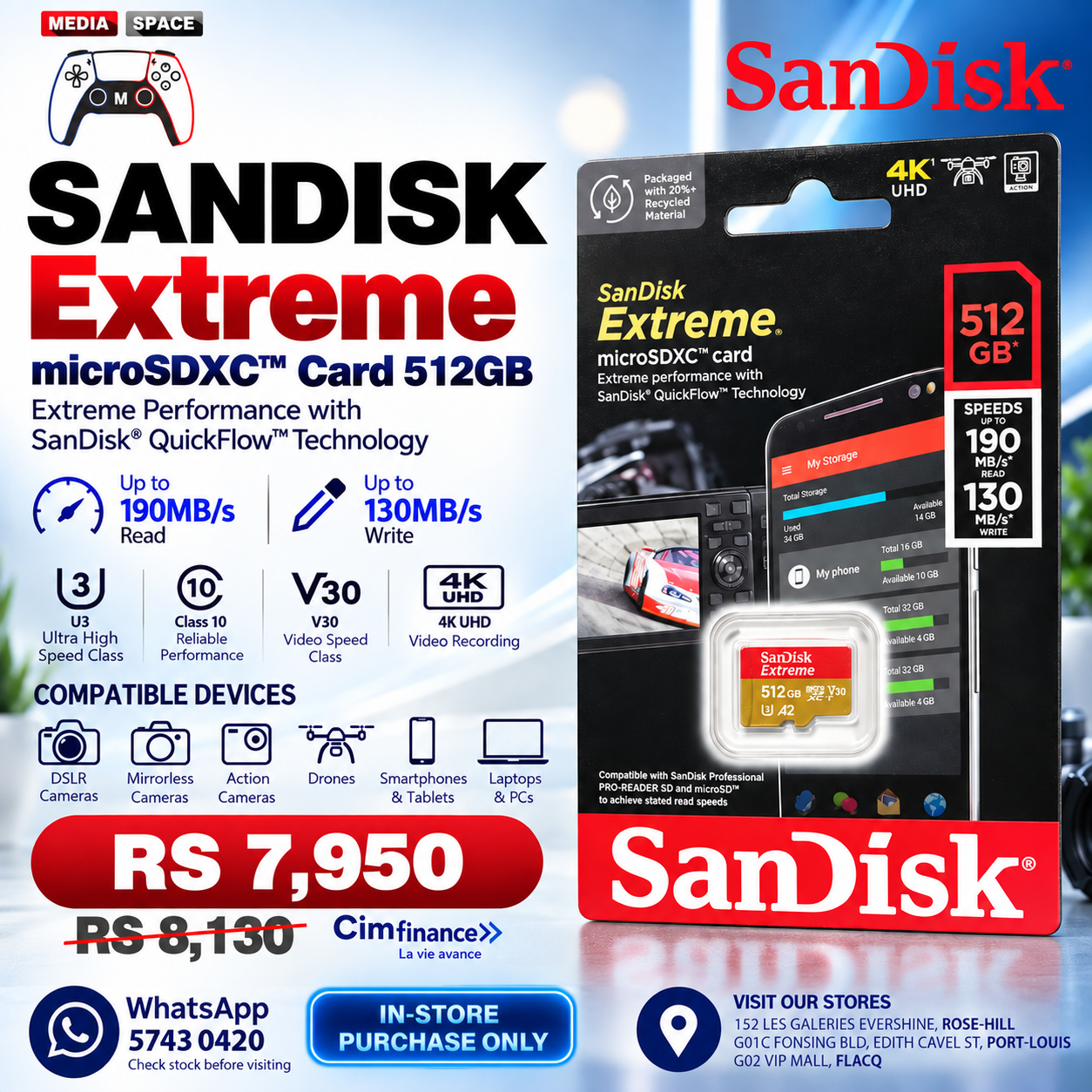 SanDisk V30 Extreme MICROSDXC A2 U3 4K 64GB 128GB 256GB 512GB Memory Card Flash TF for Steam Deck Switch DJI Camera - Image 2