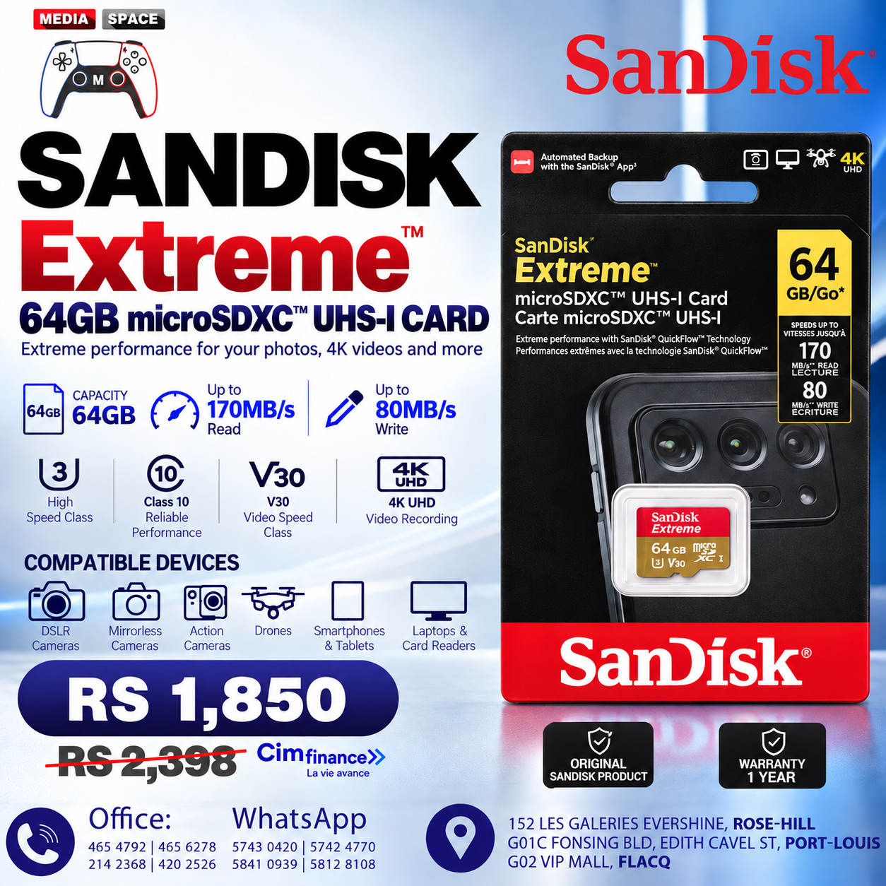 SanDisk V30 Extreme MICROSDXC A2 U3 4K 64GB 128GB 256GB 512GB Memory Card Flash TF for Steam Deck Switch DJI Camera - Image 6