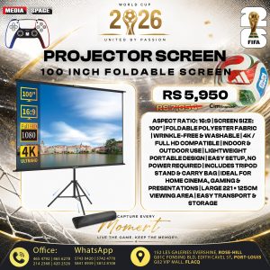 Screen Projector with Tripod 100 Inches, 16:9 HD Screen Extendible, Portable Projector Screen for Home Cinema, Office, School, Presentatio