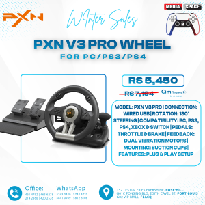 PXN PC Racing Wheel, V3 PRO 180 Degree Universal Usb Car Sim Race Steering Wheel with Pedals for PS5,PS3,PS4,Xbox One,Xbox Series X/S,Switch (Black)