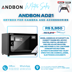 ANDBON AB-21C Dry Cabinet Box 21L Liters Digital Display with Manual Humidity Controller AB21C