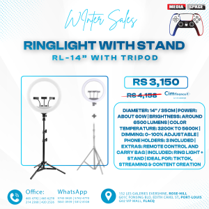 Generic RL-14 LED Ring Light, 14 Inch Soft Ring Light for Smartphones, Camera, YouTube TikTok Videos with Tripod & 3 phone Holders