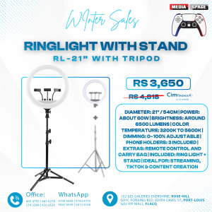 Generic RL-21 LED Ring Light, 21 Inch Soft Ring Light for Smartphones, 110inch 2.8m with Heavy Duty Silver Stand Foldable and Portable Stainless Steel Heavy Stand for Studio Softbox