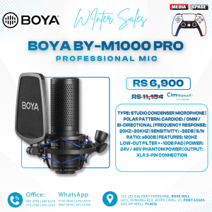 BOYA BY-M1000 Pro Professional Large Diaphragm Condenser Microphone, 48V Phantom Power Vocal Recording Microphone, Suitable for Home Recording, Podcast Production&Live Broadcasting on YouTube Facebook