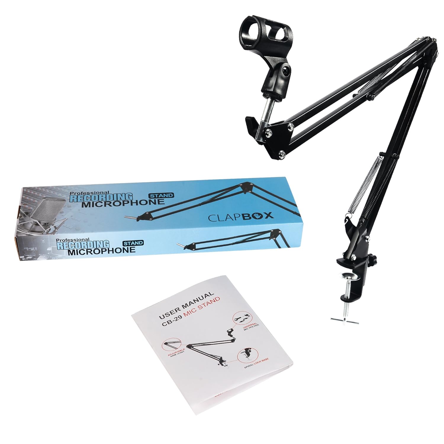 Clapbox CB-29 Professional Recording Microphone Stand Black Boom Suspension Scissor Arm - Image 5