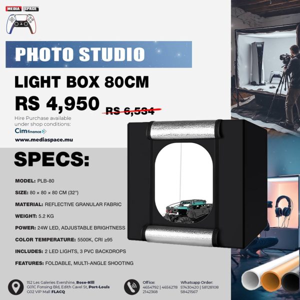 Lightbox Folding Photo Studio Light Box Photograph 80cm x 80cm - MediaSpace