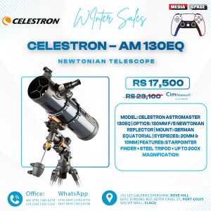 Celestron – AstroMaster 130EQ Newtonian Telescope – Manual Reflector for Beginners – Aluminized Mirror – Adjustable-Height Tripod