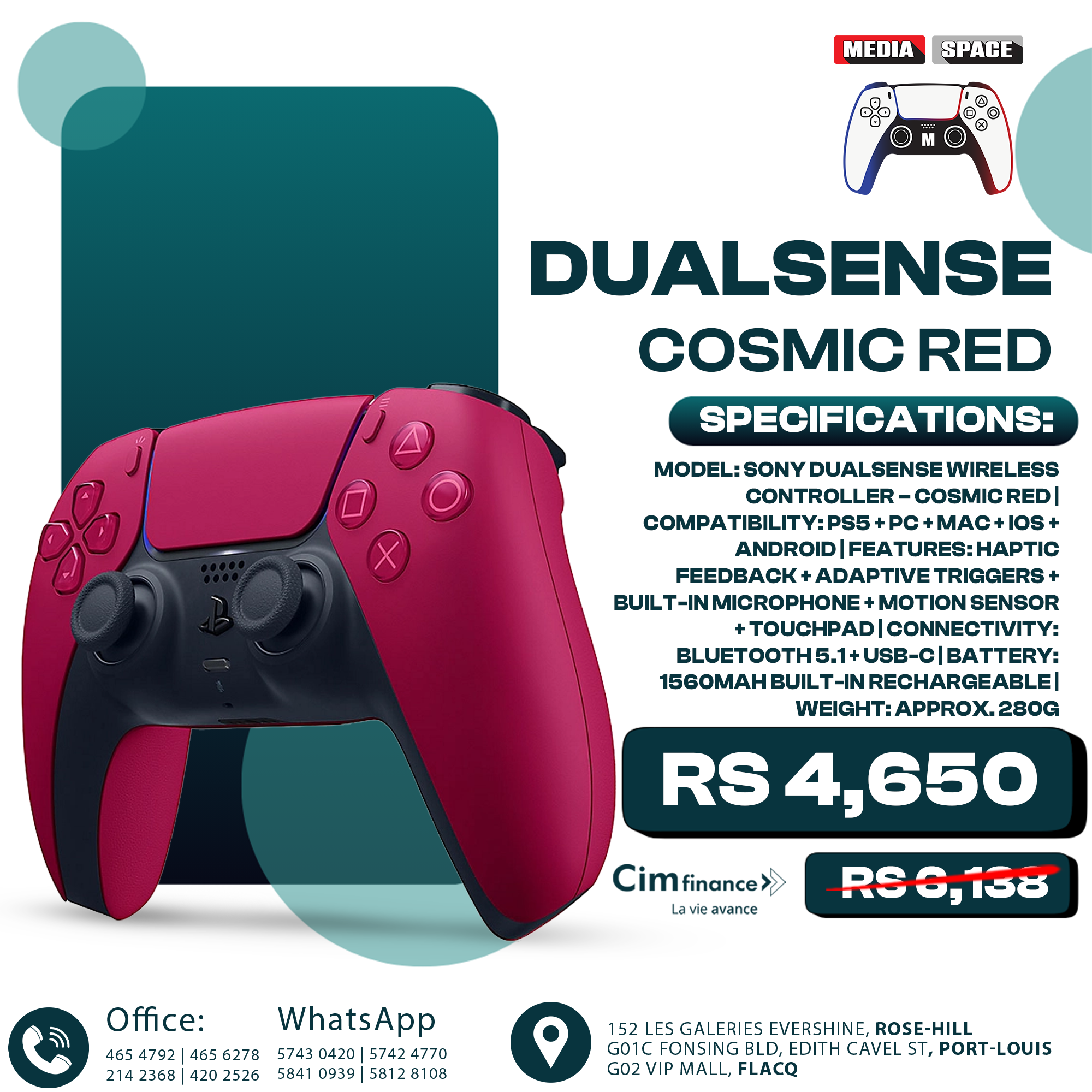 Sony DualSense Wireless Controller RED COSMIC