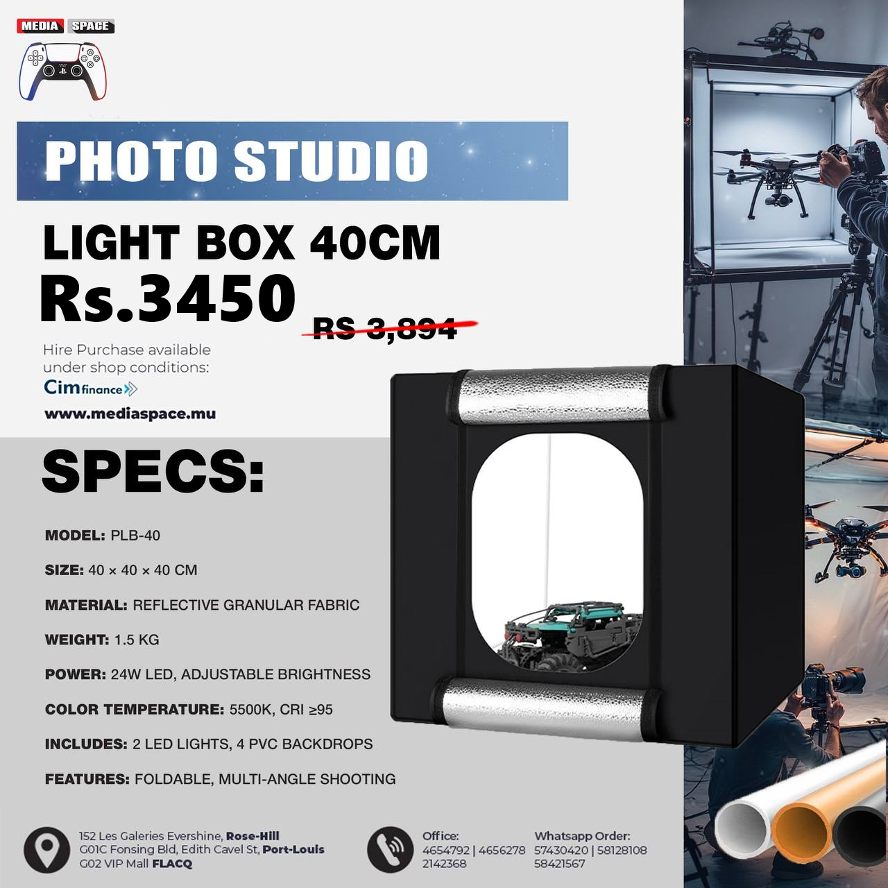 Lightbox Folding Photo Studio Light Box Photograph 40cm x 40cm