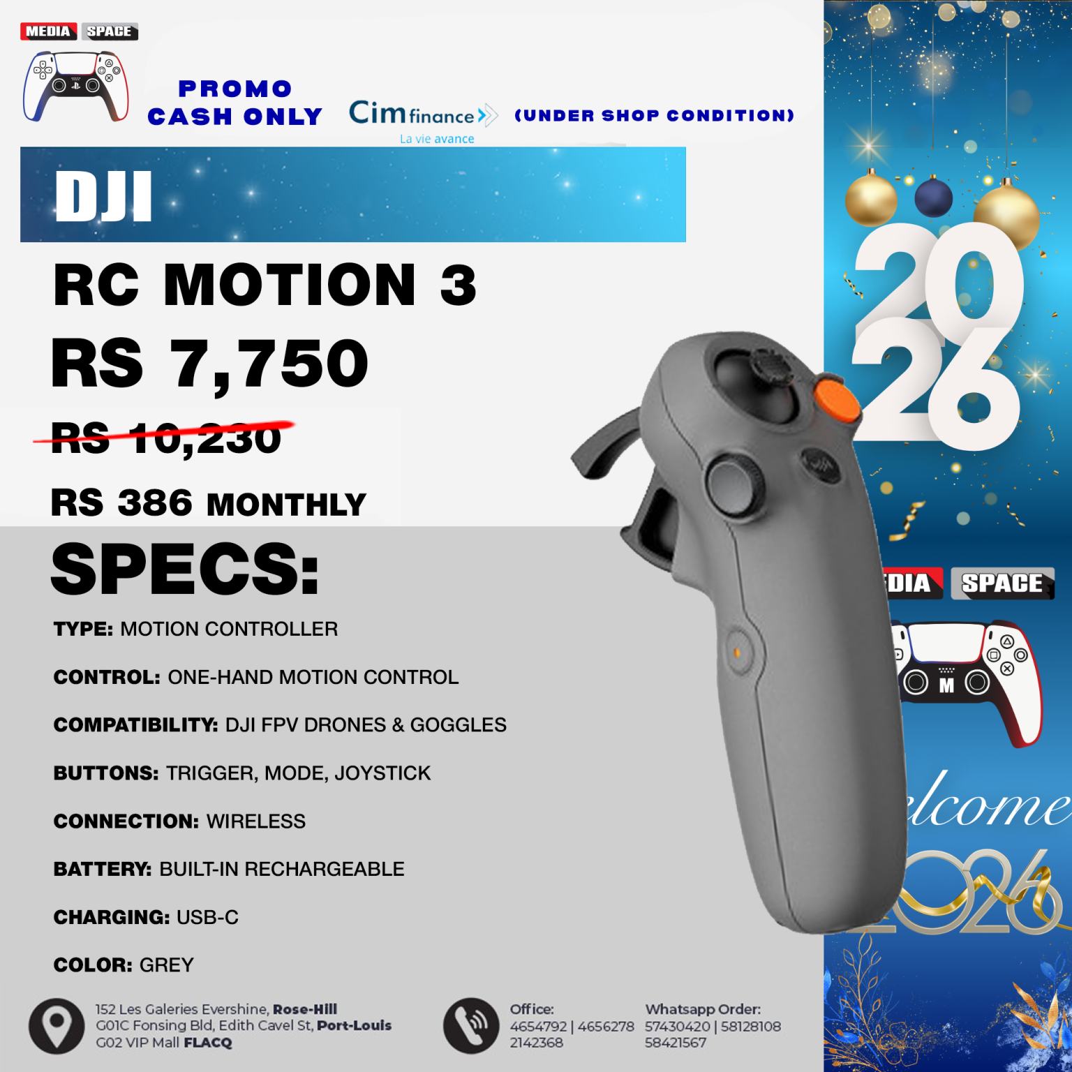 DJI RC Motion 3, FPV Smart Controller with Immersive Motion Control ...