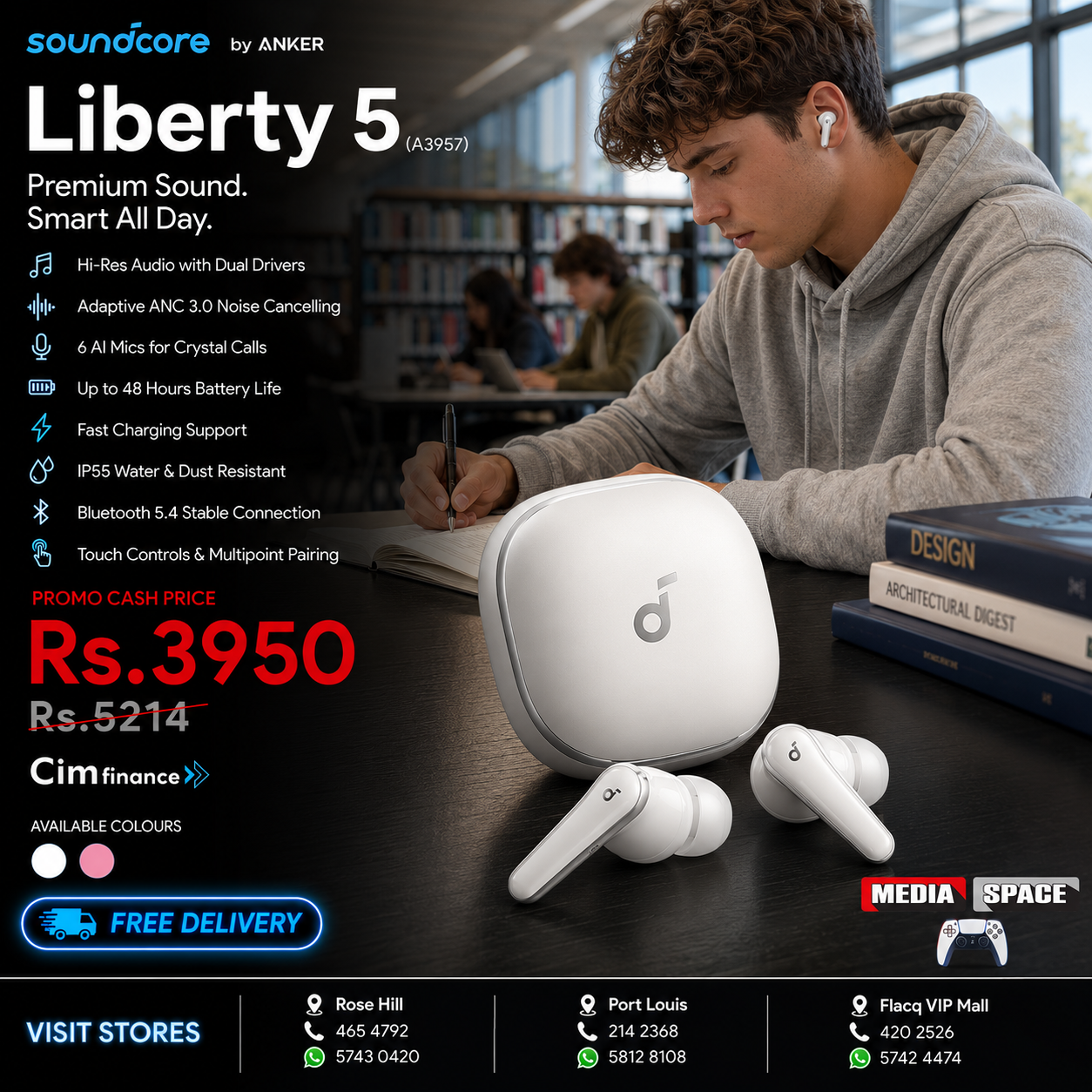 soundcore Liberty 5 | Noise-Cancelling Earbuds with Dolby Audio