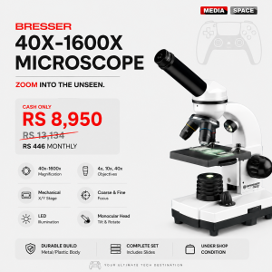 Bresser 40X-1600X Compound Monocular Microscope with Mechanical Stage and LED Illumination
