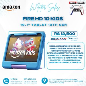 Amazon Fire HD 10 Kids Pro tablet (newest model) ages 6-12. Bright 10.1" HD screen, includes ad-free content, robust parental controls, 13-hr battery and slim case for older kids