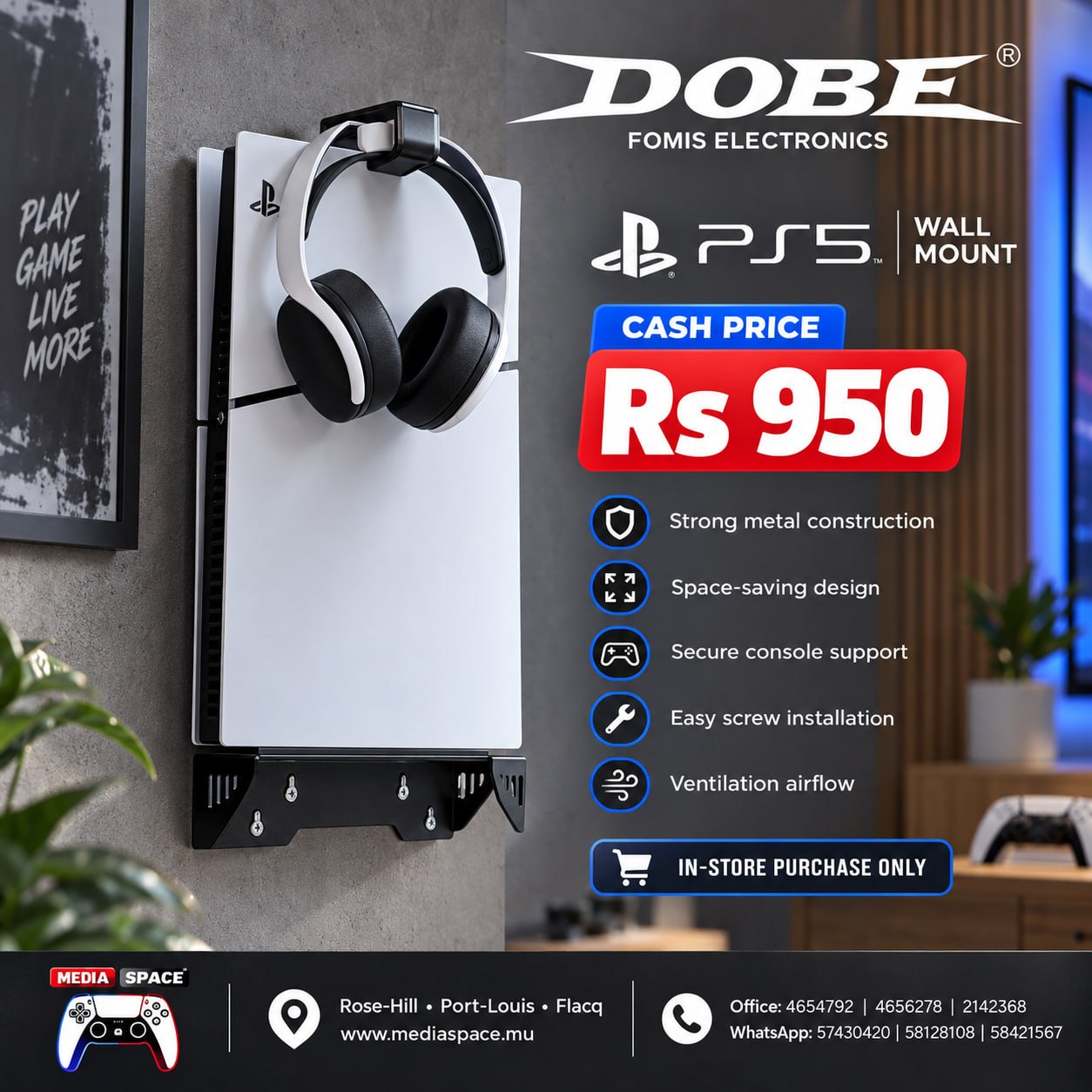 Mounts Wall Mount for PS5 - Patented Wall Mount for PlayStation 5, - Image 2