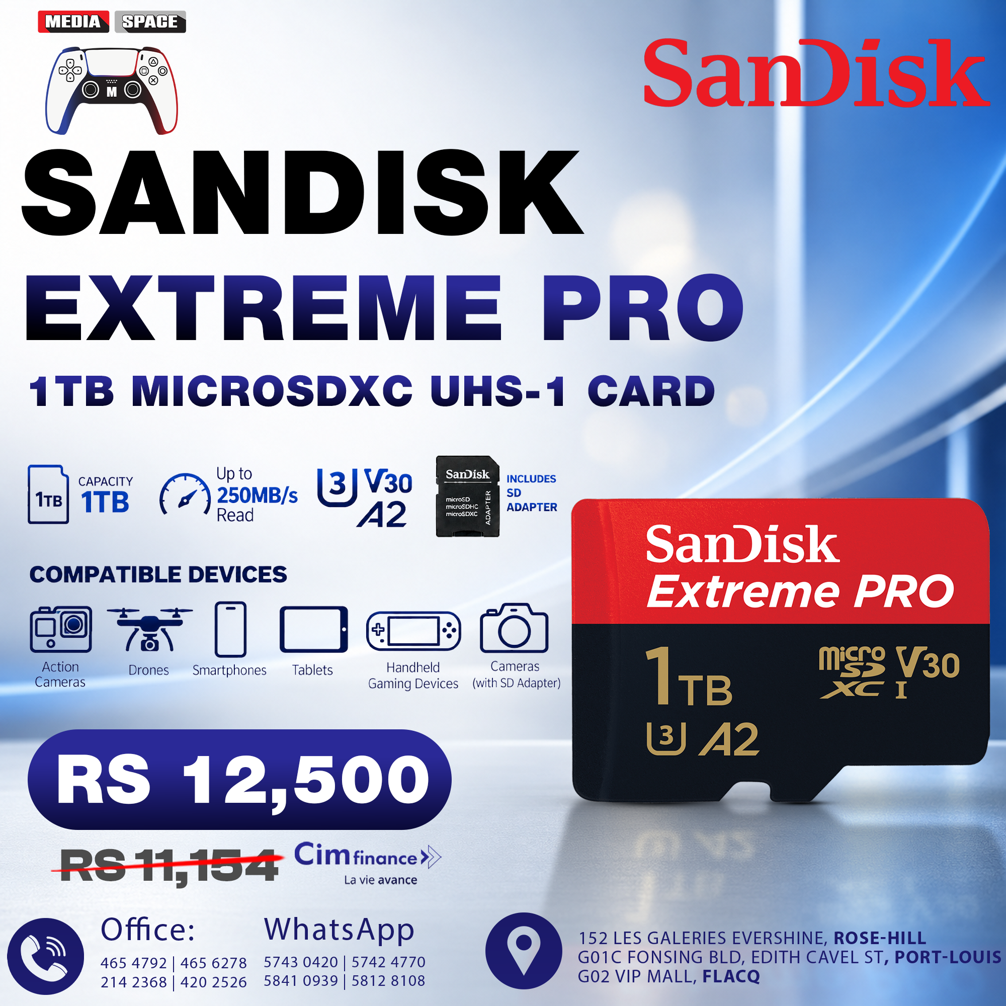 SanDisk Extreme Pro Flash 128GB Card Micro SD Card SDXC UHS-I 512GB 256GB 64GB U3 V30 TF Card Memory Adapter for Camera DJI