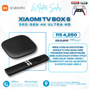 Xiaomi TV Box S 3rd Gen - 4K UHD, Google TV, 32GB Memory, Dolby Vision & Atmos, WiFi 6, HDMI 2.1, Fast Streaming, Compact and Powerful