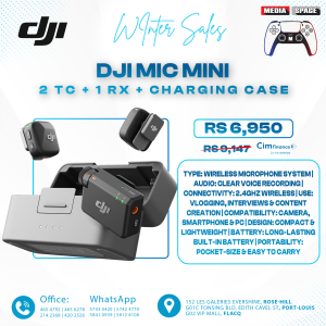 DJI Mic Mini (2 TX + 1 RX + Charging Case) Wireless Lavalier Microphone, Ultralight, Noise Cancelling, Up to 48-Hour Battery Life
