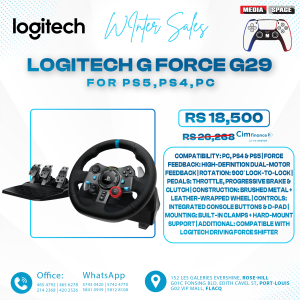 Logitech G29 Driving Force Racing Wheel and Pedals, Force Feedback, Real Leather- For PS5, PS4 and PC, Mac
