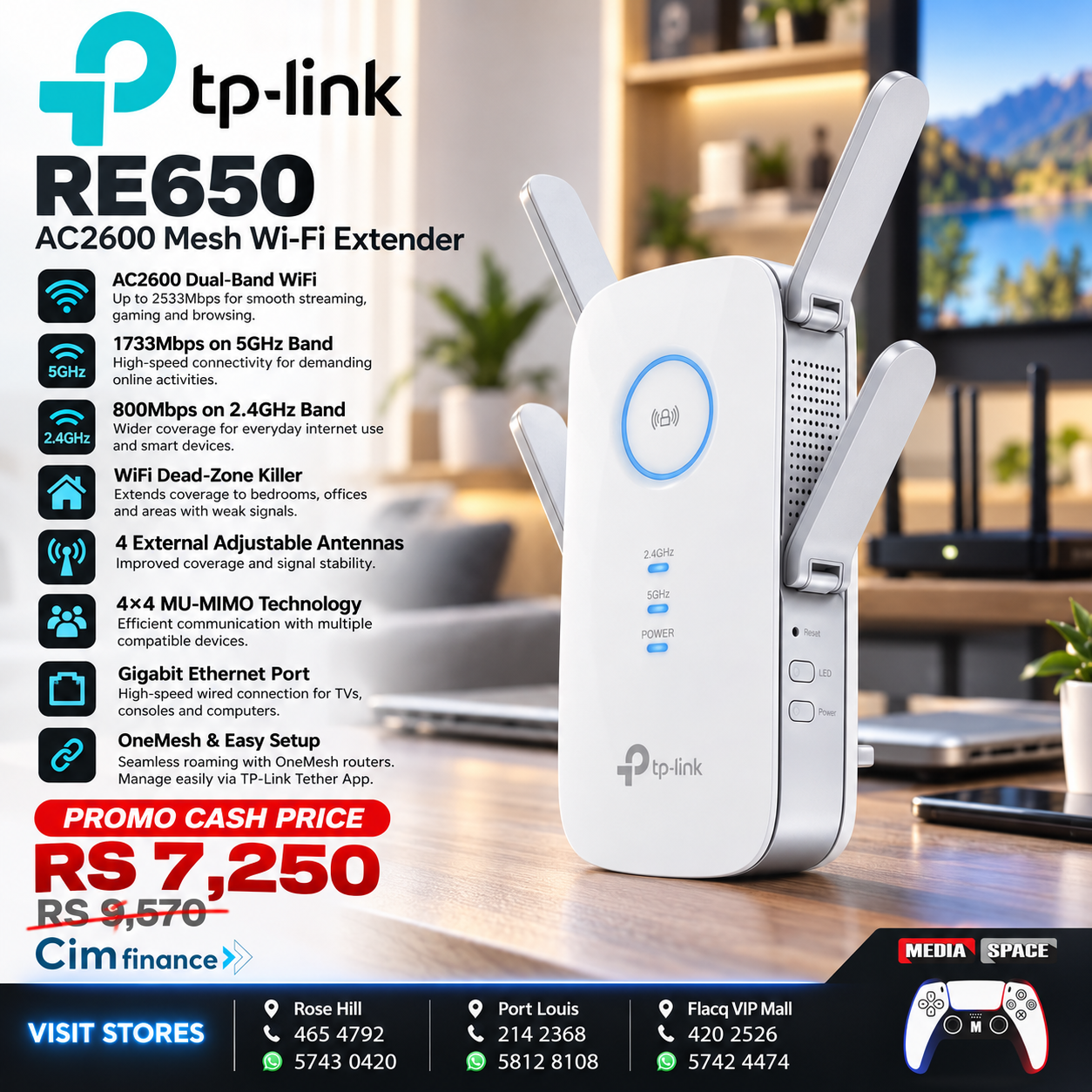 TP-Link AC2600 WiFi Extender(RE650)