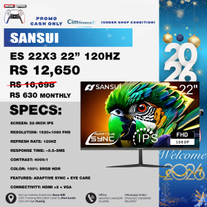 SANSUI 22 Inch  ES-22X3120Hz Monitor, FHD Computer Monitor 4000:1 Contrast Ratio with Adaptive Sync, HDR 100% sRGB, HDMI x 2, VESA Mount, Eye Care for Home/Office (ES-22X3AH, One HDMI Cable Included).