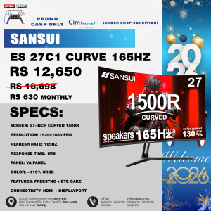 SANSUI ES-G27C1 Inch Curved Gaming Monitor 200Hz 1ms with Speakers FHD 1080P Computer Monitor FreeSync|1500R|130% sRGB|HDR|Low Blue Light|HDMI DP Ports|VESA Mount|Metal Stand(HDMI Cable Incl.)