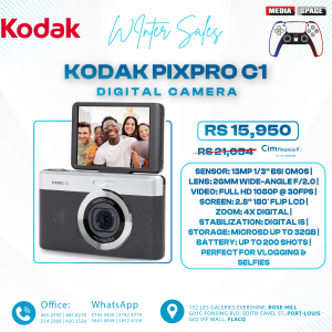 Kodak PIXPRO C1 Digital Camera, 13MP Compact Point & Shoot with 4X Digital Zoom, 26mm f/2.0 Wide Angle, 180 Degree Flip Screen, 1080p HD Video, Black