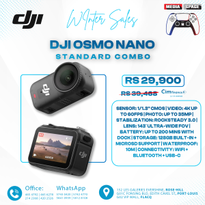 DJI Osmo Nano Standard Combo (64GB) - Small 4K/60fps Vlogging Camera with a 1/1.3″ Sensor, 143° Wide FOV Video, 200-Min Recording, Swift Content Transfer, Magnetic POV Cam 4K for Sports, Vlog