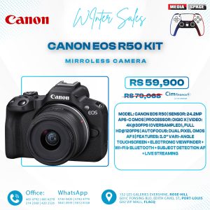 Canon EOS R50 Content Creator Kit, Hybrid Mirrorless Camera with RF-S18-45mm F4.5-6.3 IS STM Lens, Tripod Grip, Microphone, Wireless Remote Control, 24.2 MP CMOS (APS-C) Sensor, Vlogging Camera, Black
