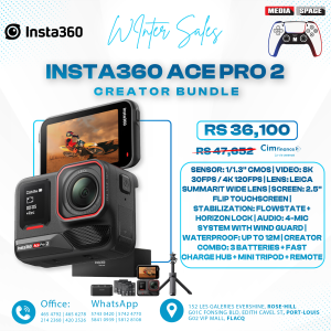 Insta360 Ace Pro 2 CREATOR Bundle -8K Action Camera with 157deg Lens, 2.5" Flip Screen & 12M Waterproof. Kit inc 3 x Batteries, 2-in-1 Tripod 2.0 + Mini Remote, Screen Protector, Type C-C Cable