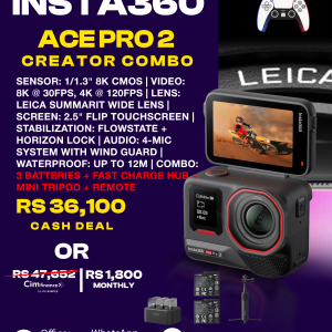 Insta360 Ace Pro 2 CREATOR Bundle -8K Action Camera with 157deg Lens, 2.5" Flip Screen & 12M Waterproof. Kit inc 3 x Batteries, 2-in-1 Tripod 2.0 + Mini Remote, Screen Protector, Type C-C Cable