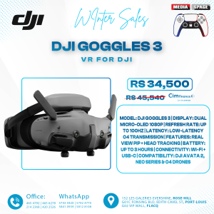 DJI Goggles 3, FPV Goggles with Stunning Micro-OLED Screens, Immersive Flight Experience, O4 HD Video Transmission, Adjustable Diopters, Wireless Streaming, Drone Goggles with Real View PiP