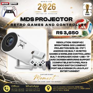 HY300 PRO MAX MEDIA SPACE 4k Smart Projector Android 11 1GB 8GB Home beamer Support 4K with GAME RETRO 2 JOYPAD