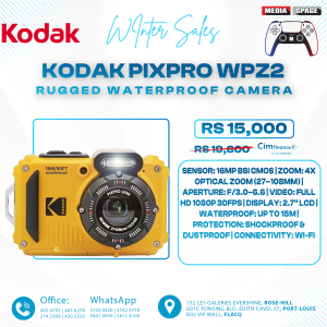 KODAK PIXPRO WPZ2 Rugged Waterproof Shockproof Dustproof WiFi Digital Camera 16MP 4X Optical Zoom 1080P Full HD Video Vlogging Camera 2.7" LCD (Yellow)