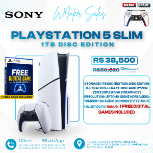 Sony PlayStation 5 Slim 1TB Disc Edition Console ( PS5 SLIM )  Gaming Console (WITH 1 FREE DIGITAL GAME)