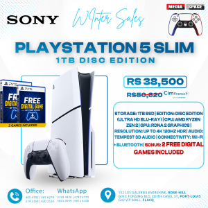 Sony PlayStation 5 Slim 1TB Disc Edition Console ( PS5 SLIM )  Gaming Console (WITH 2 FREE DIGITAL GAMES)