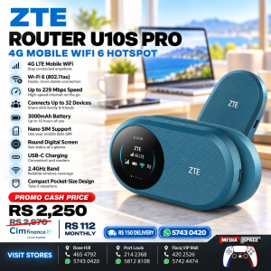 ZTE Wirelewss Mobile Wi-Fi Router Pro 4G U10S - Dark Blue