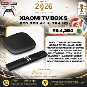 Xiaomi TV Box S 3rd Gen - 4K UHD, Google TV, 32GB Memory, Dolby Vision & Atmos, WiFi 6, HDMI 2.1, Fast Streaming, Compact and Powerful