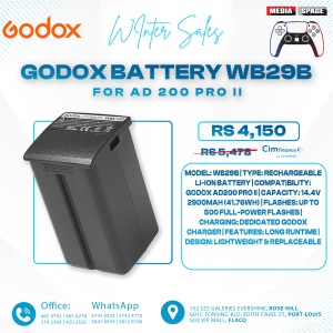 GODOX WB29B Lithium-Ion Battery Pack for AD200Pro II,AD200 Pro,AD200,AD200Pro II Pocket Flash (14.4V, 2980mAh)
