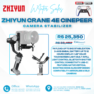 ZHIYUN Crane 4E | 3-Axis Handheld Control Gimbal Stabilizer