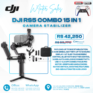 DJI RS 5 Combo, Gimbal Stabilizer for Camera Canon/Sony/Panasonic/Nikon/Fujifilm, Intelligent Tracking, Electronic Briefcase Handle, Fine-Tuning Knobs, New Z-Axis Indicator
